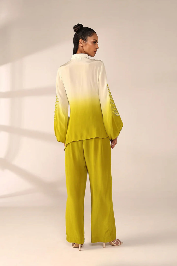 Sleeve Embroidered Co-ord Set - Citrus