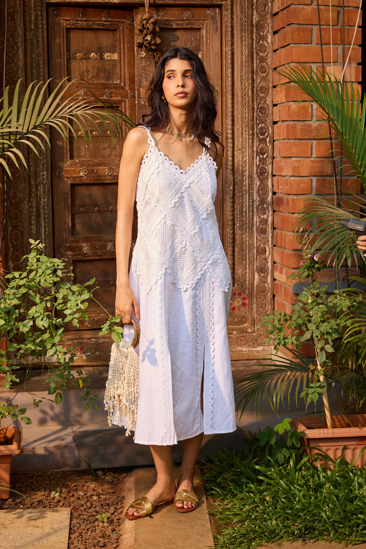 Ivory Lace Midi Dress