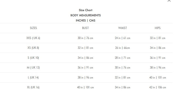 Size Chart (cm)