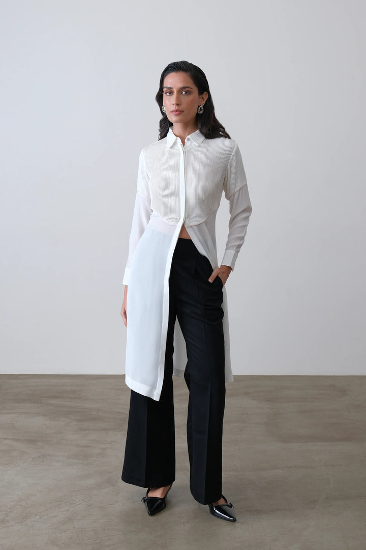 Off White Silk Crepe Shirt