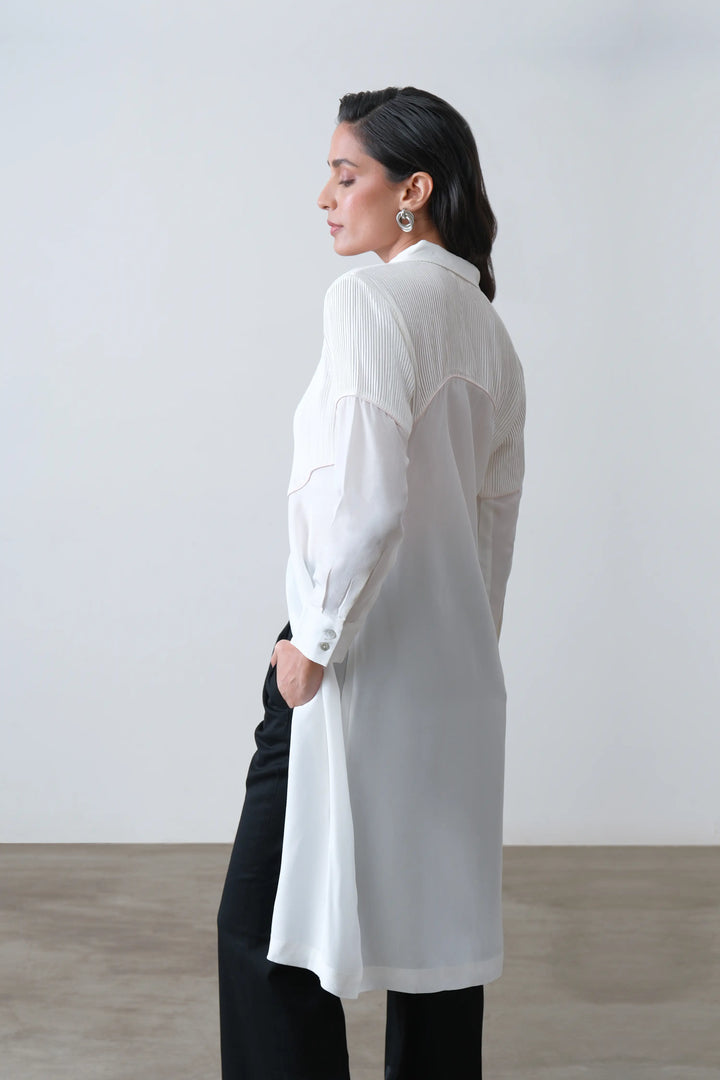 Off White Silk Crepe Shirt