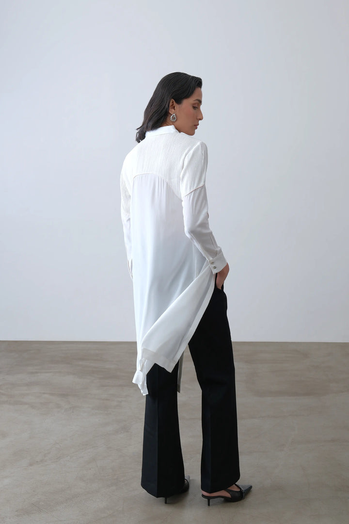 Off White Silk Crepe Shirt