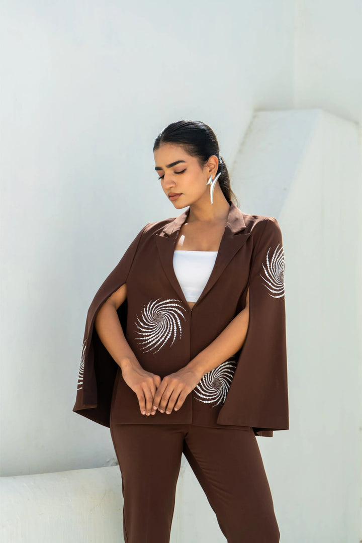 Brown Eclipse Spiral Cape Set