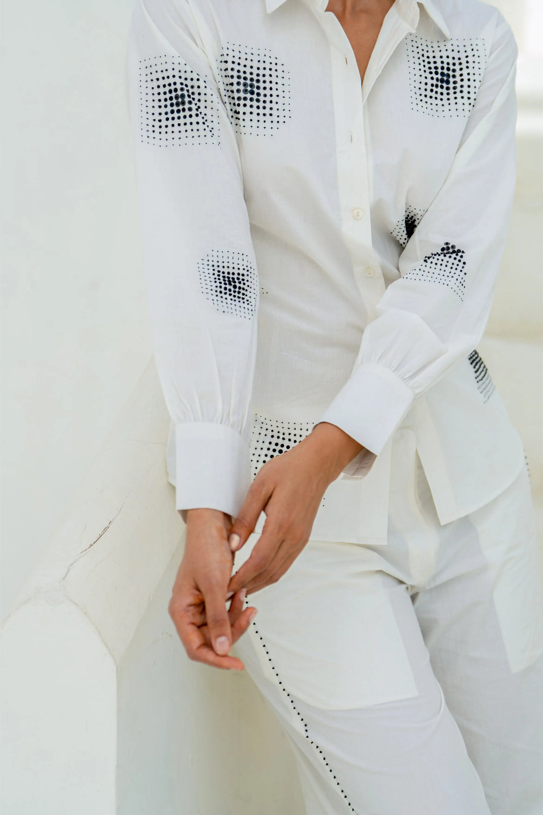 White Geometric Gradation Co-ord Set