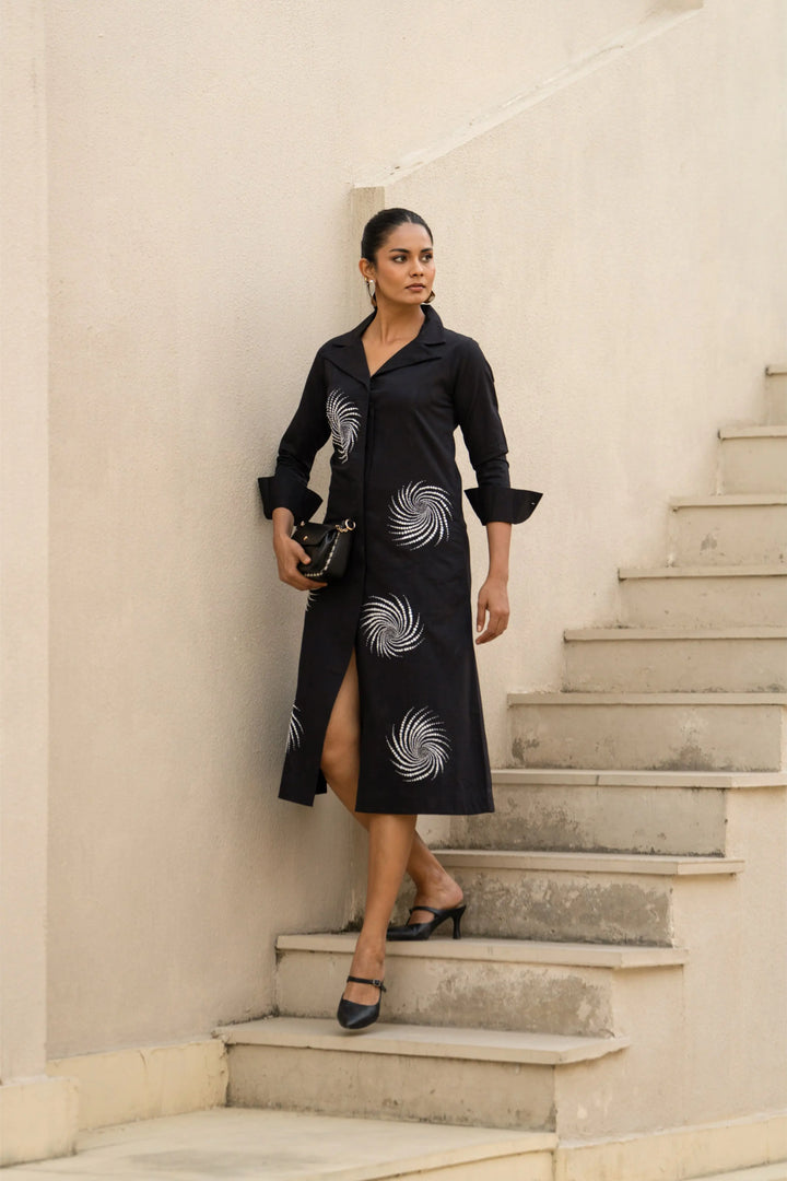 Celestial Spiral Noir Dress