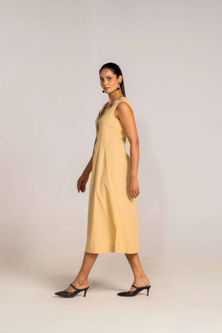 Golden Solstice Midi Dress