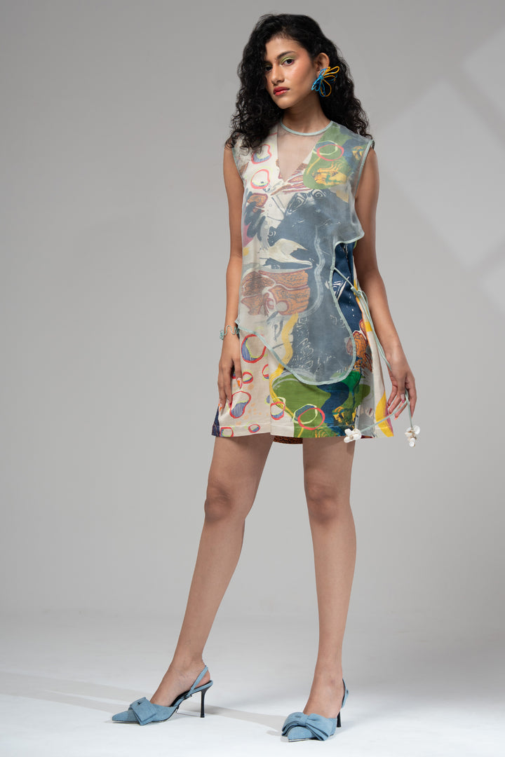 Milo Short Dress With Organza Bib