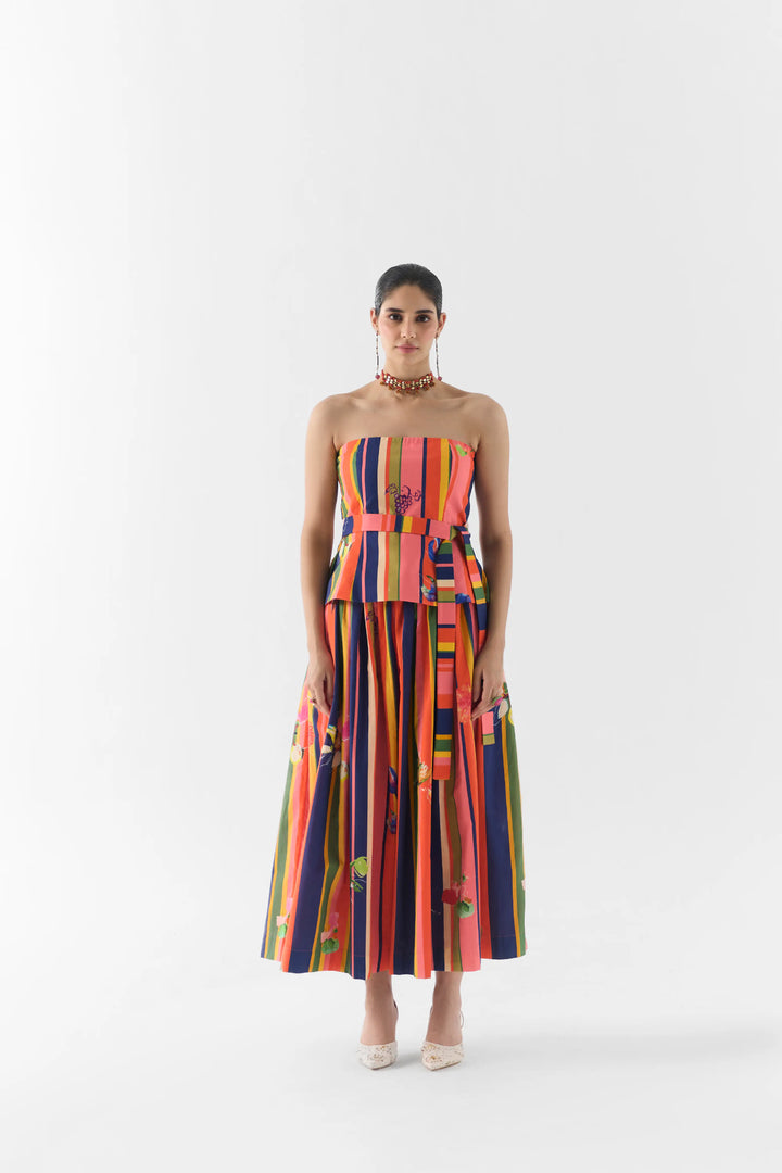 Pink Barcode Off Shoulder Top & Skirt