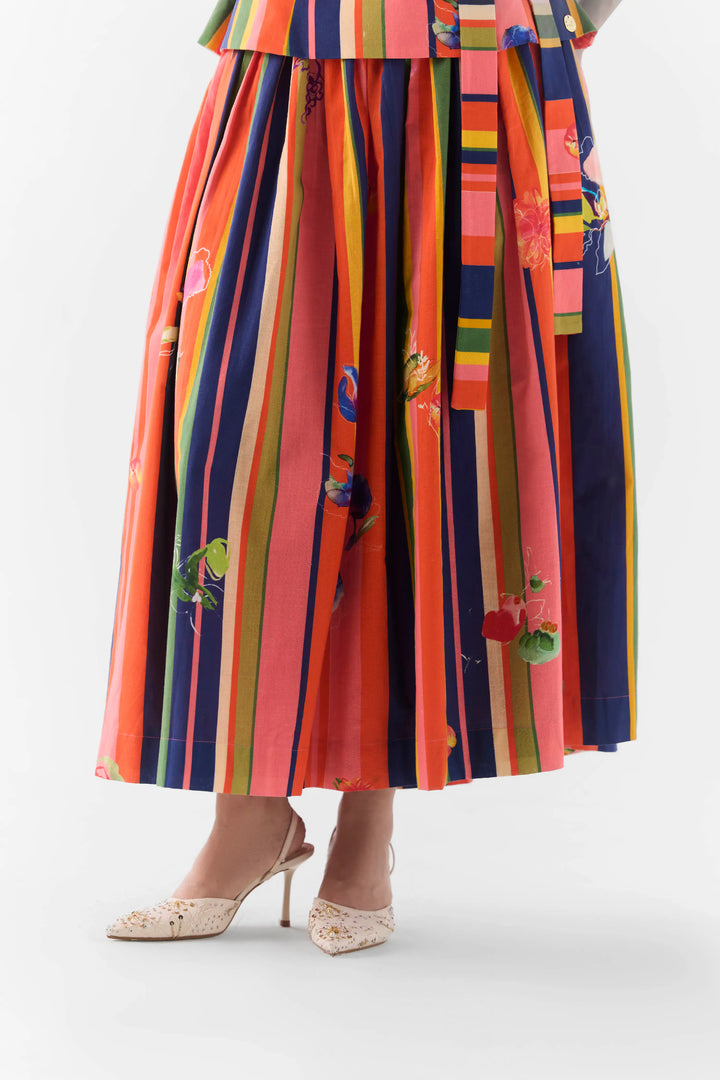 Pink Barcode Off Shoulder Top & Skirt