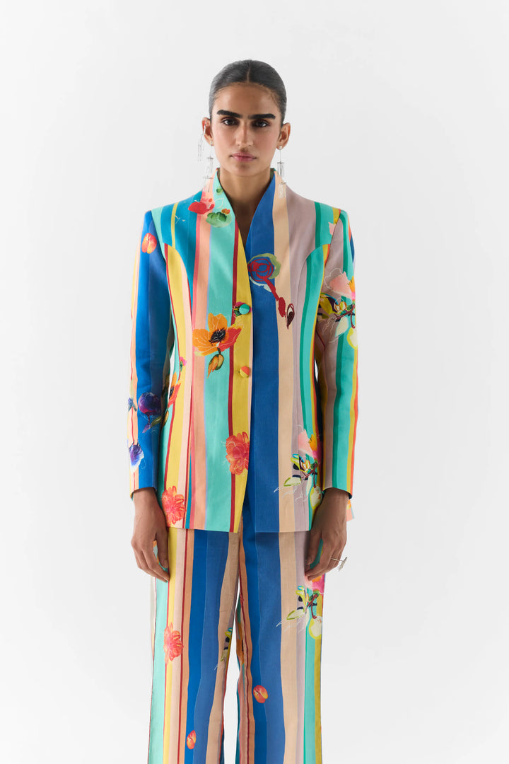 Blue Barcode Blazer & Pants