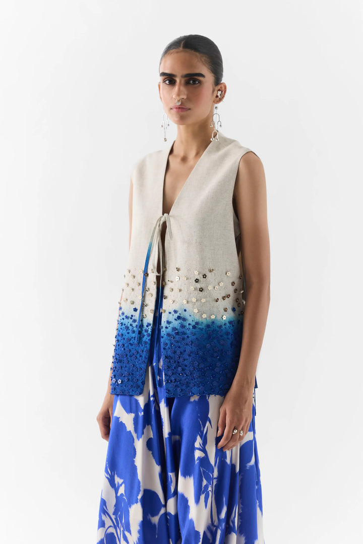 Blue Ink Vest & Knot Skirt