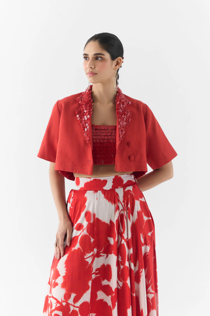 Red Ink Linen Blazer