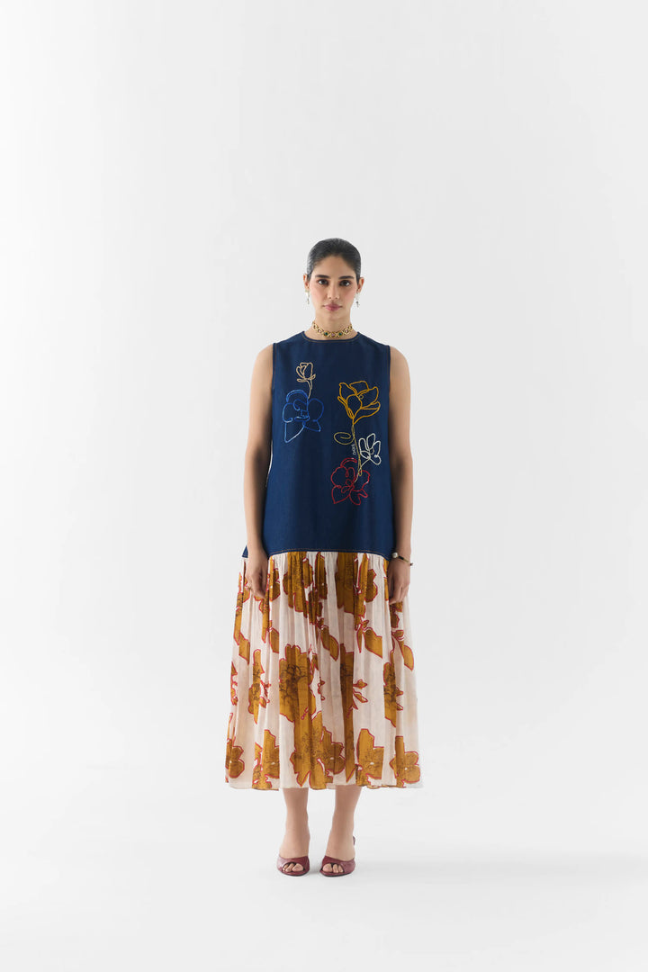 Elara Denim A-Line Dress