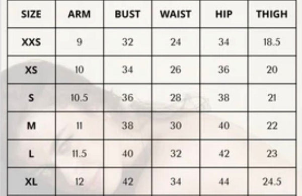 Size Chart (cm)