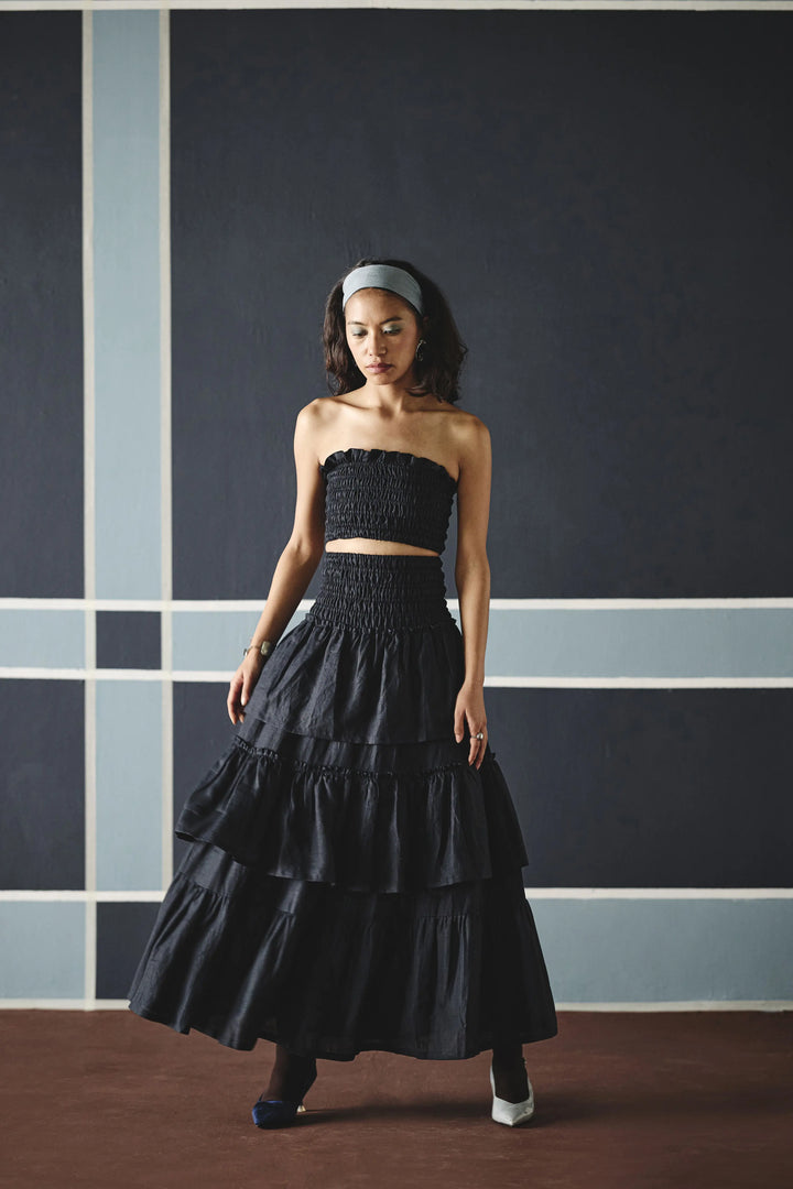 Elsa Smocking Co-ord Set - Navy Blue