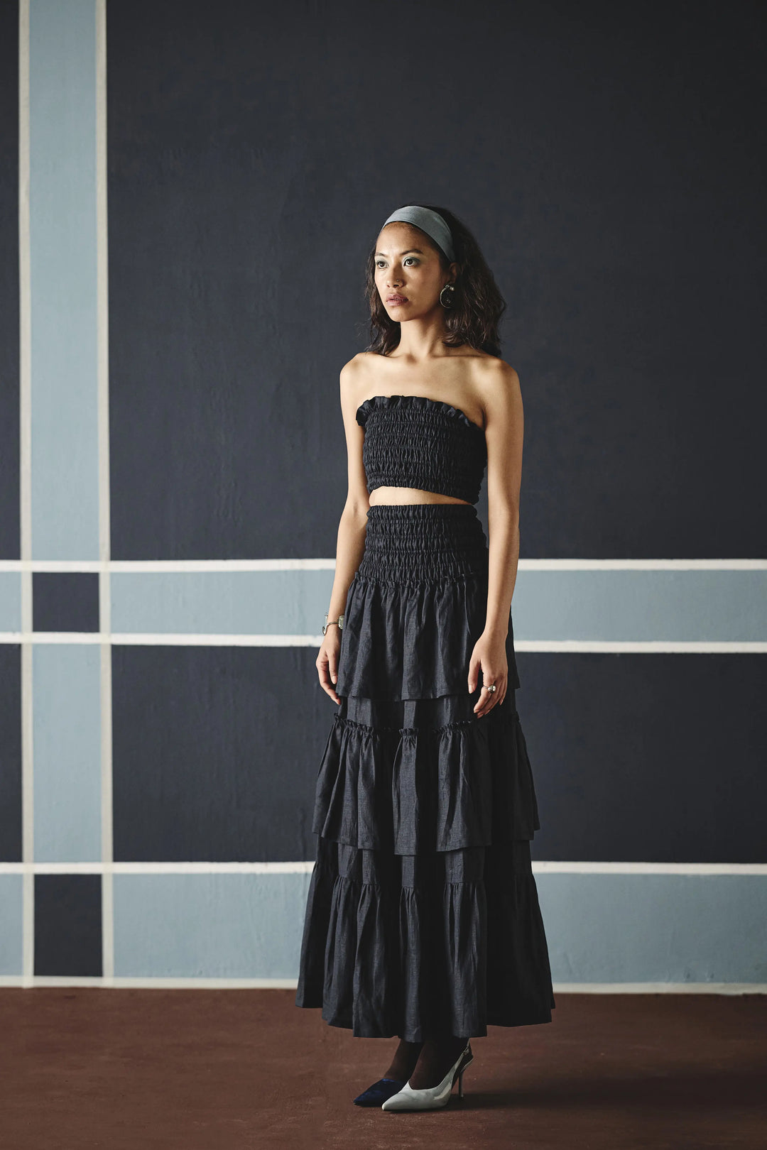 Elsa Smocking Co-ord Set - Navy Blue