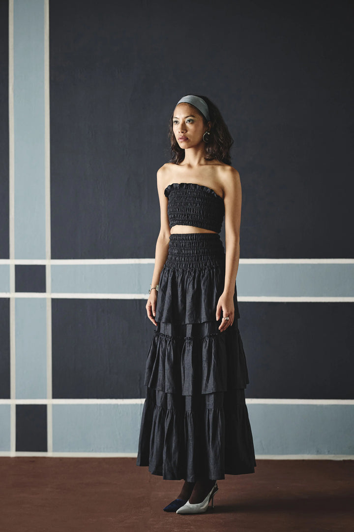 Elsa Smocking Co-ord Set - Navy Blue