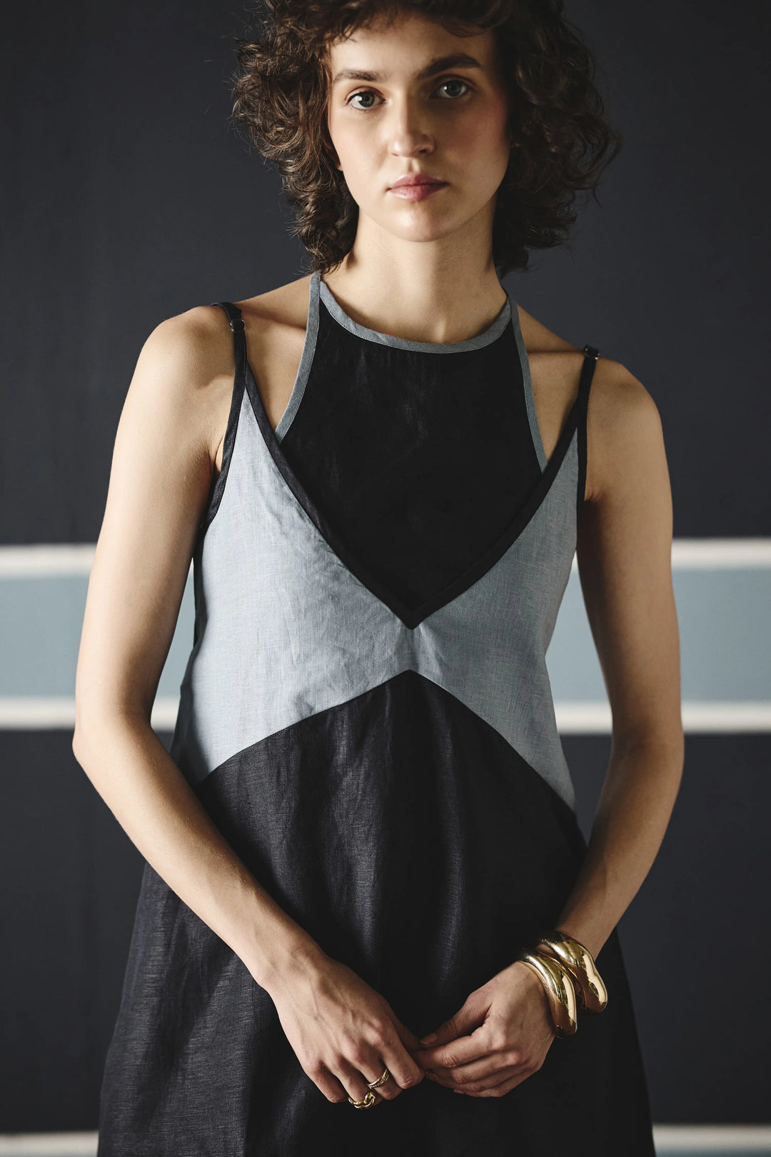 Zoe Tie-Up Dress- Navy Blue