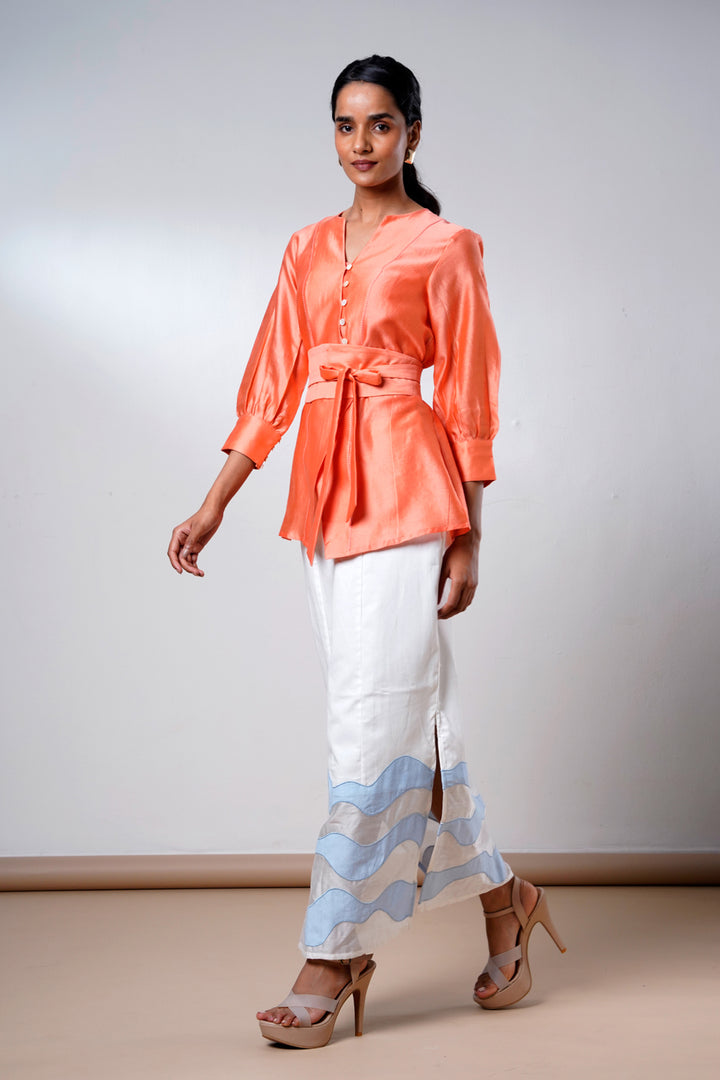 Nella-coral-breeze-wrap-top-denim-skirt