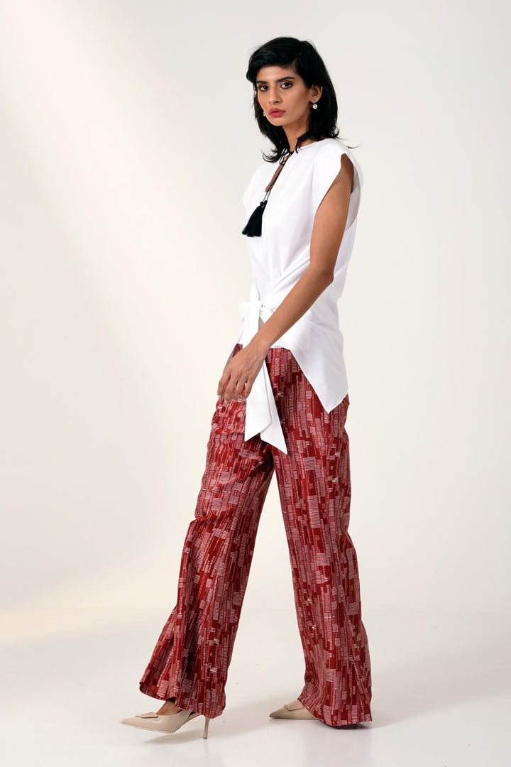 MARTINA II - BOW CLUTCH TOP WITH PRINTED BELL BOTTOMS