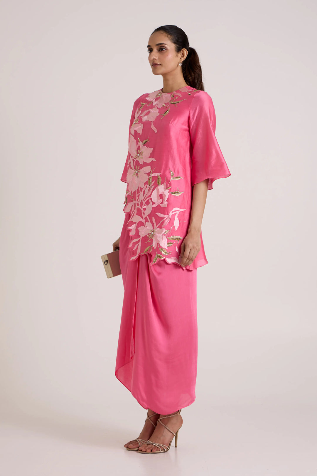 Jay Pink Maddy - Scalloped Blouse & Draped Skirt