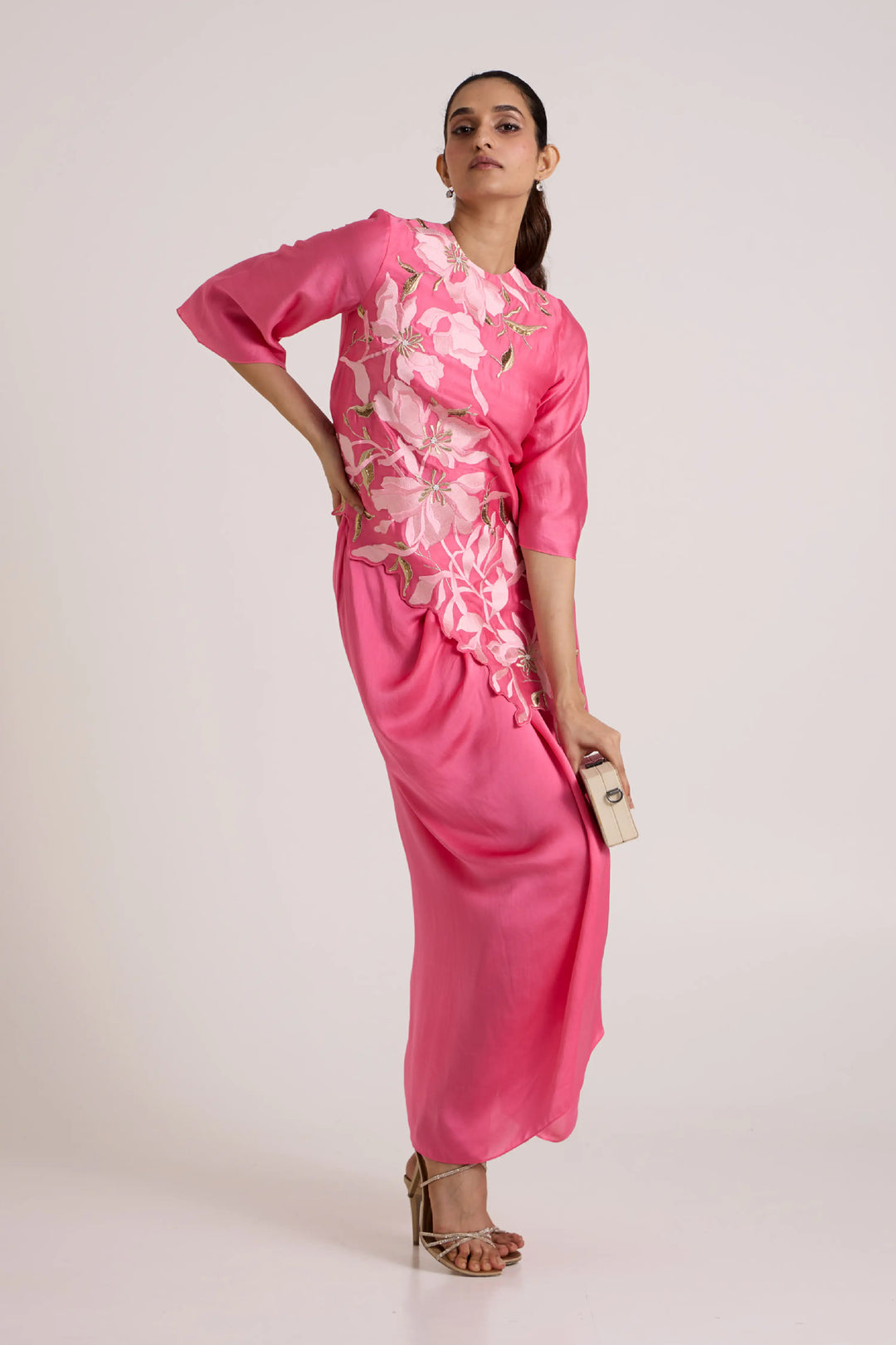 Jay Pink Maddy - Scalloped Blouse & Draped Skirt