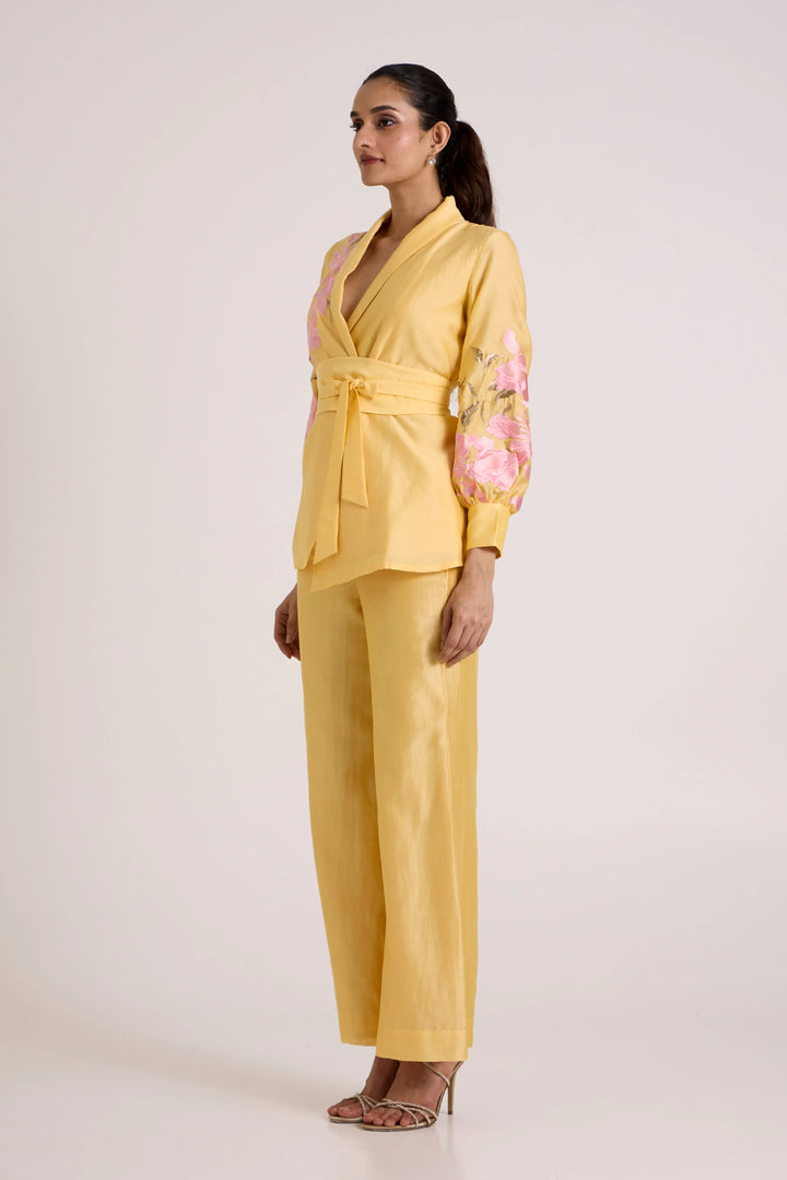 Butter Yellow Alfie - Obi Belt Blazer Set