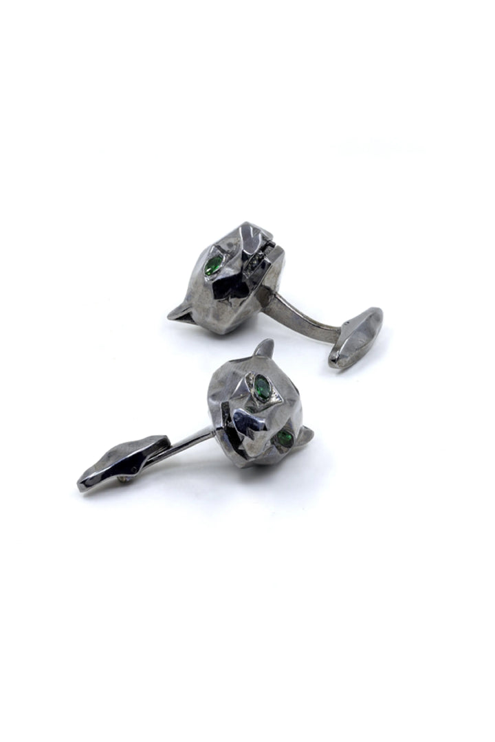 Silver Oxidised Untamed Panther Cufflinks