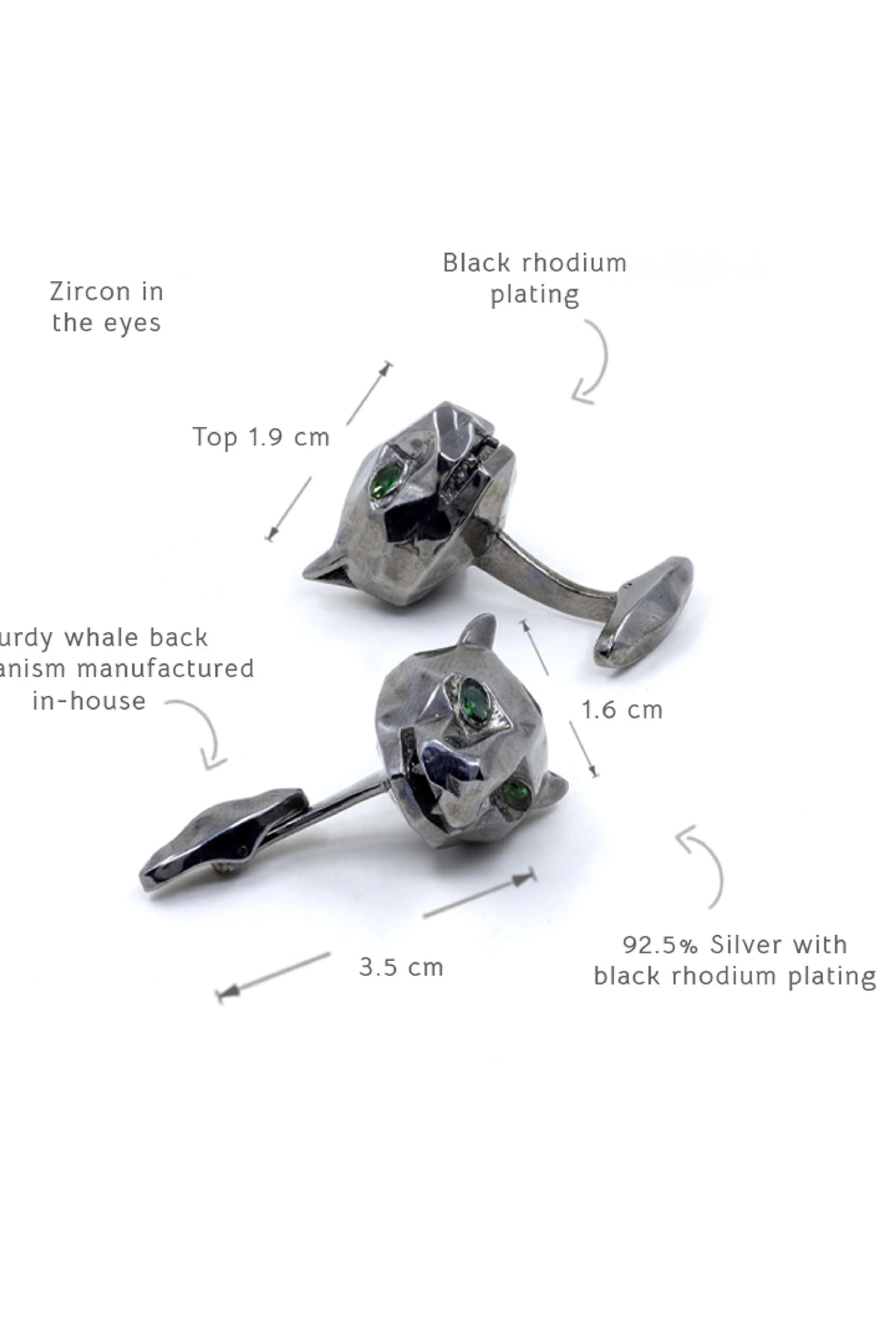 Silver Oxidised Untamed Panther Cufflinks
