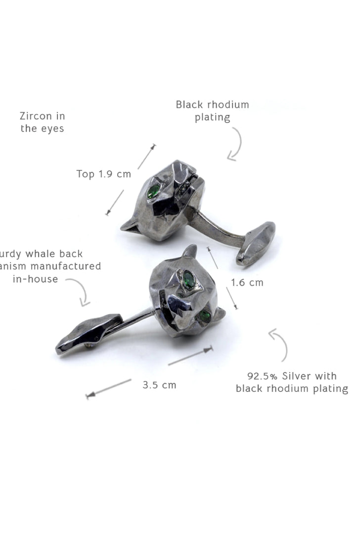 Silver Oxidised Untamed Panther Cufflinks