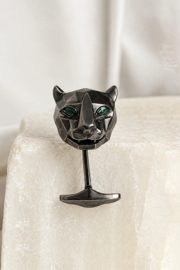 Silver Oxidised Untamed Panther Cufflinks