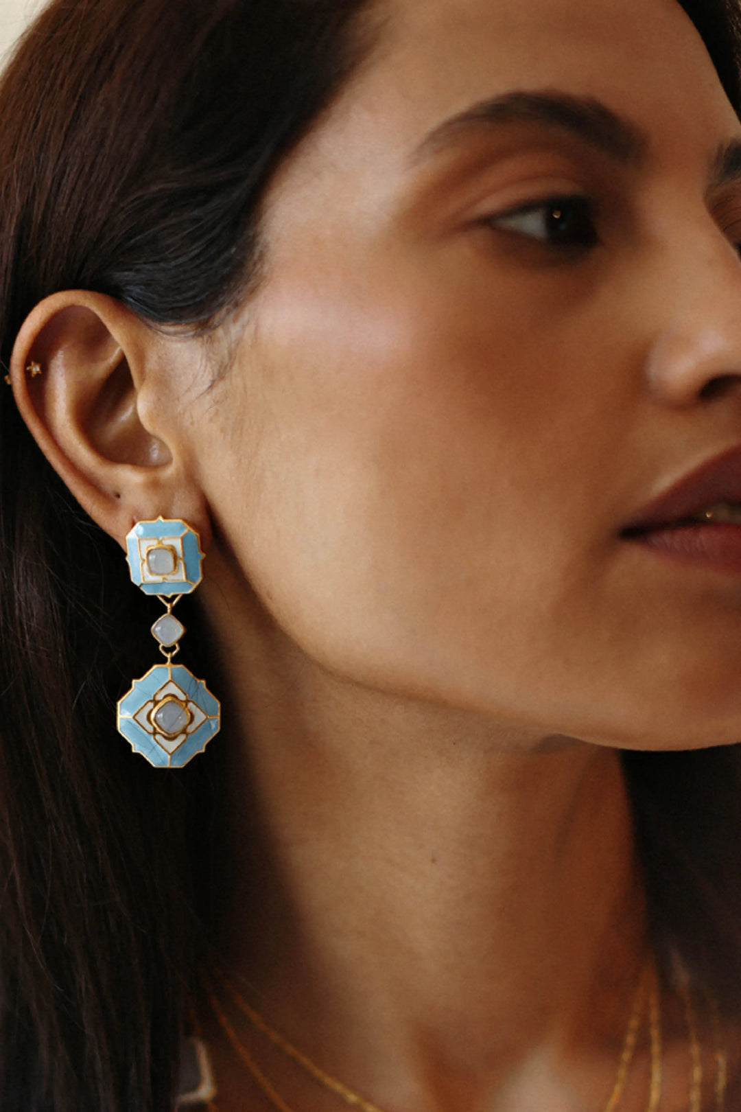Ripple Blue Tranquil Serene Dangle Earrings