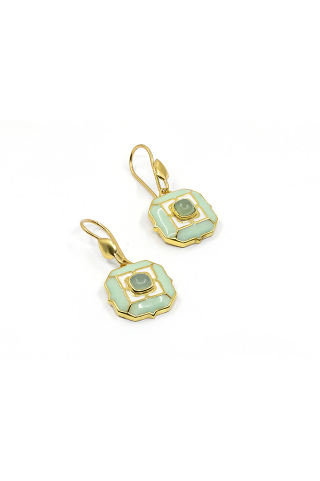 Foggy Green Tranquil Sea Breeze Hook Earrings
