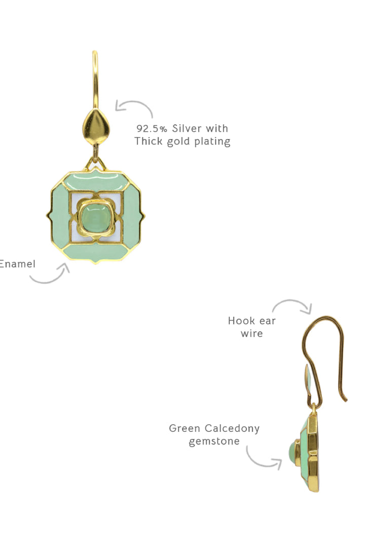 Foggy Green Tranquil Sea Breeze Hook Earrings