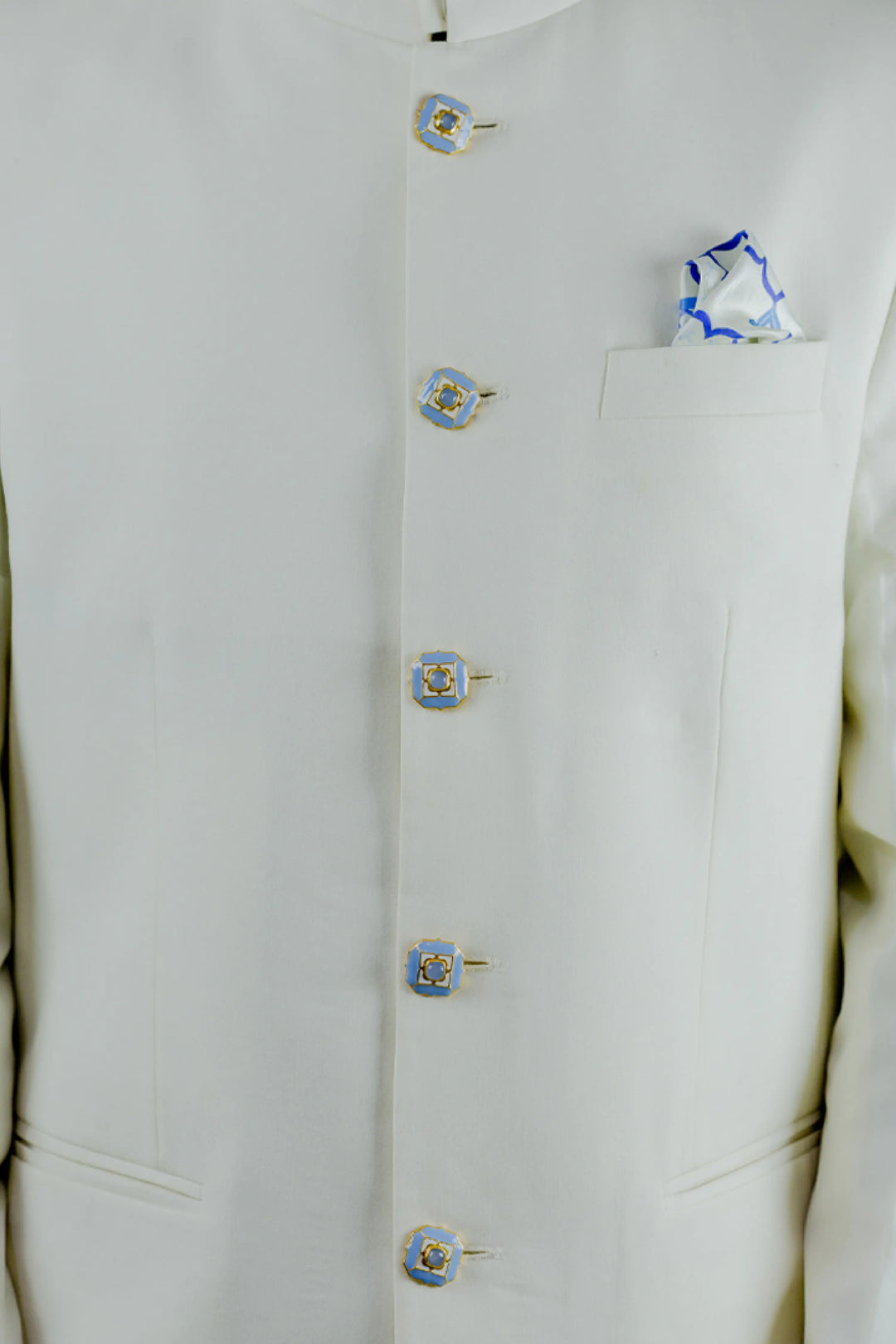 Ripple Blue Tranquil Sherwani Buttons