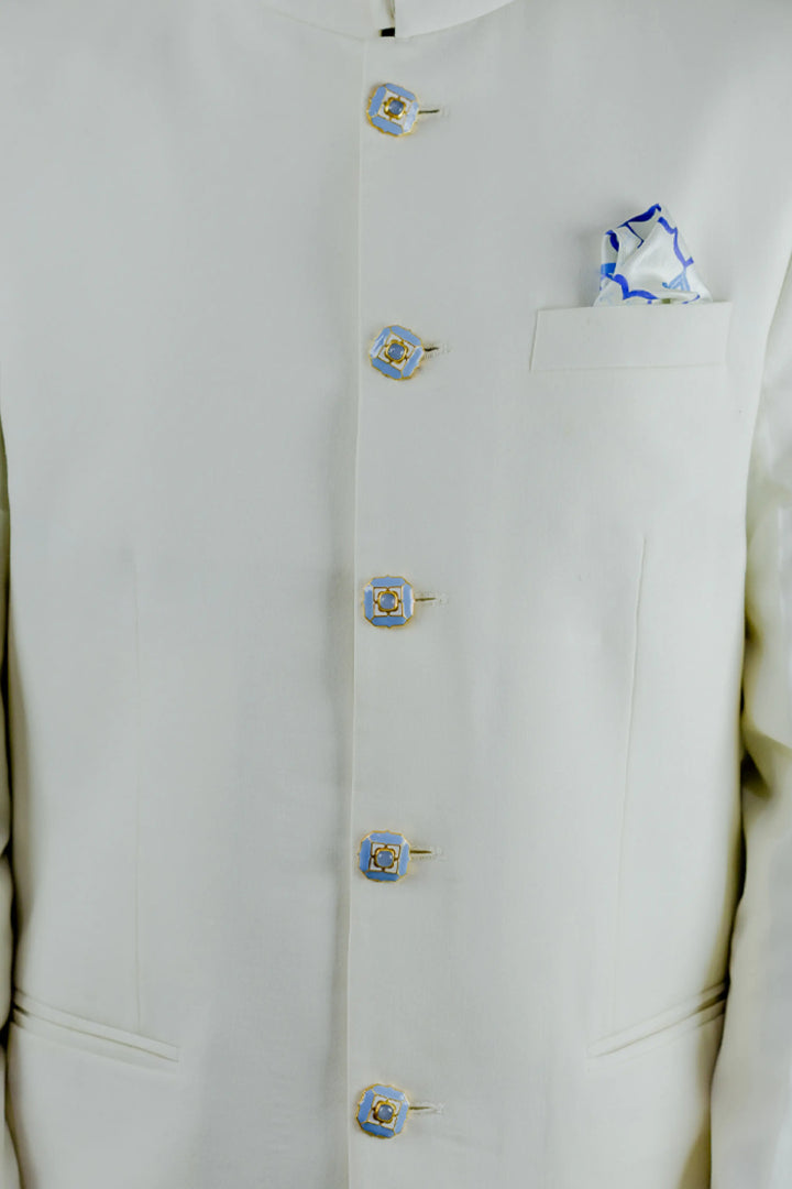 Ripple Blue Tranquil Sherwani Buttons