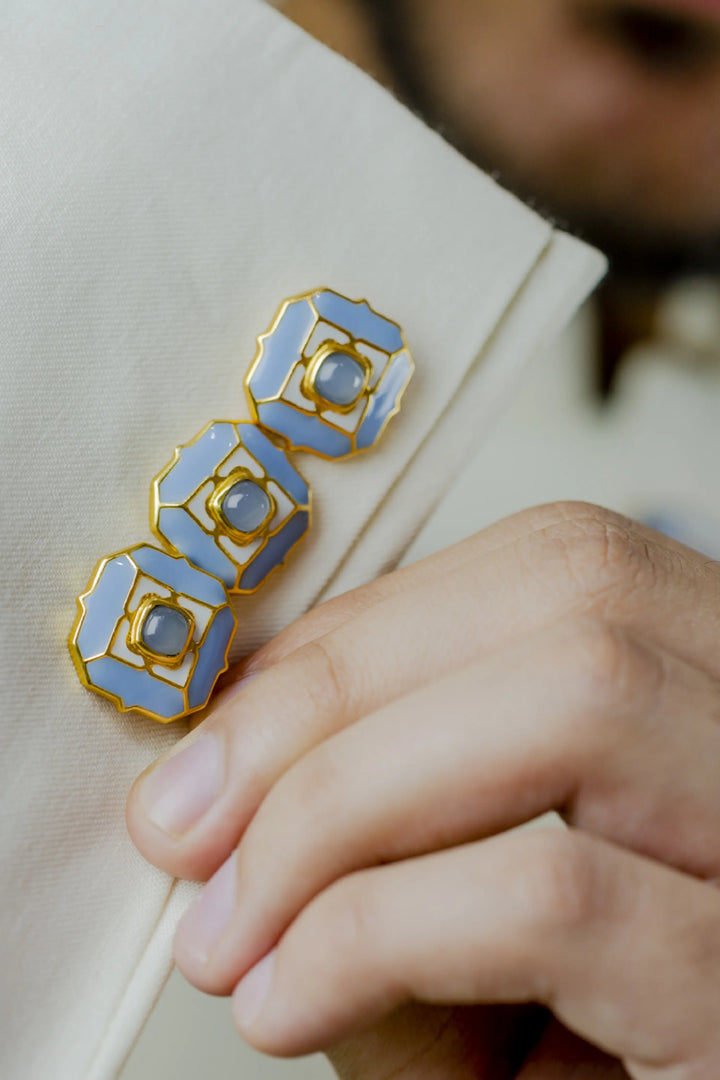 Ripple Blue Tranquil Sherwani Buttons