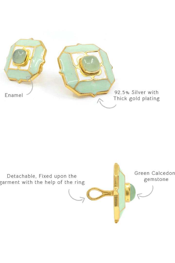 Foggy Green Tranquil Sherwani Buttons