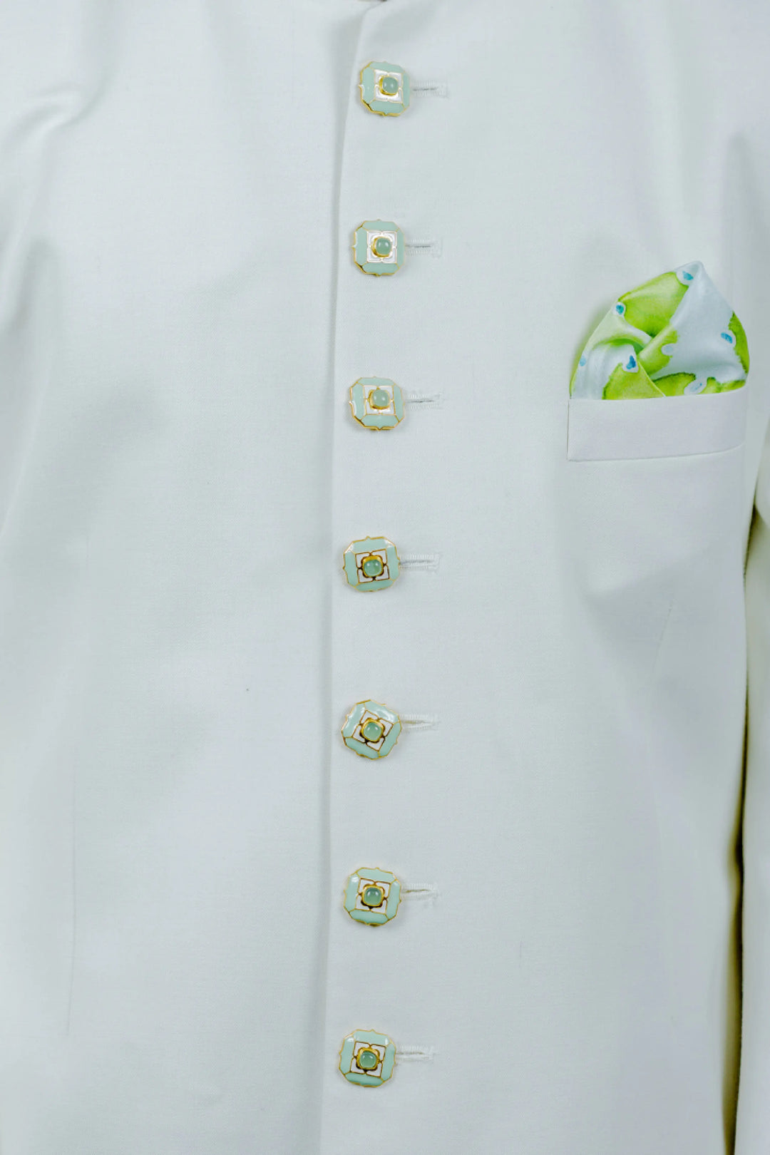 Foggy Green Tranquil Sherwani Buttons