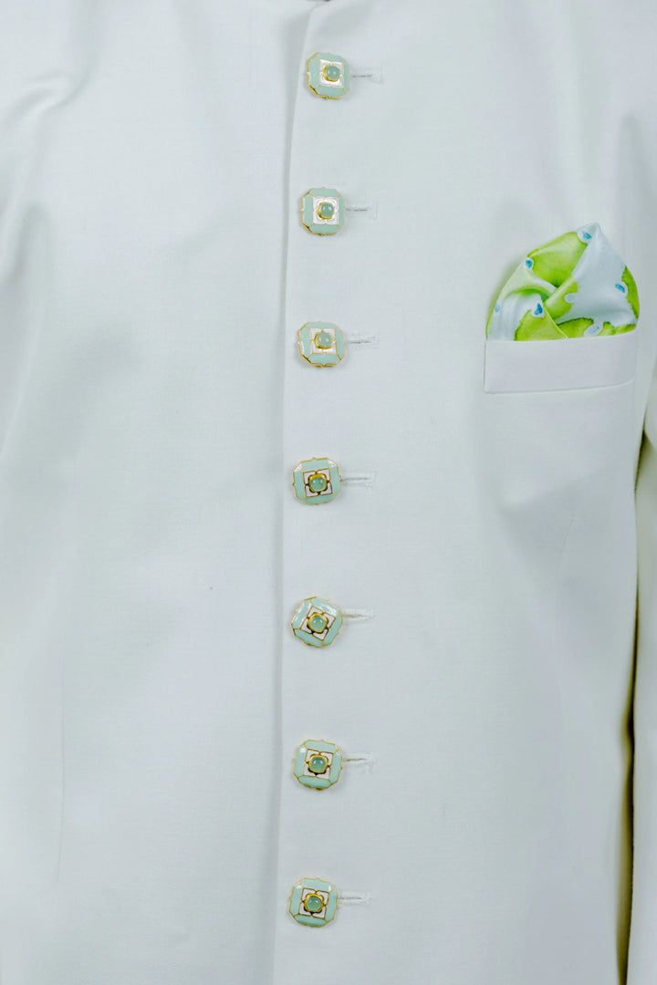 Foggy Green Tranquil Sherwani Buttons