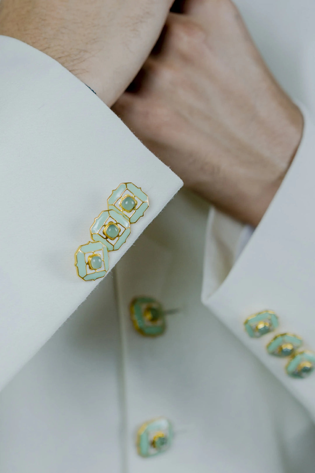 Foggy Green Tranquil Sherwani Buttons