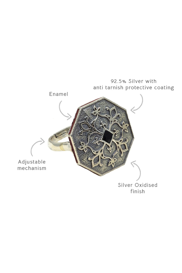 Goonj Tibari Ring - Silver Oxide Finish