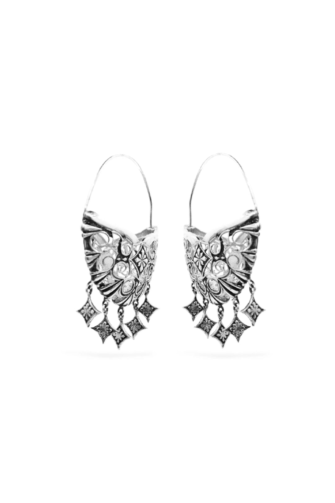 Thar Hoop Earrings - Siver Oxide Finish