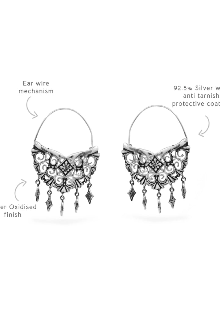 Thar Hoop Earrings - Siver Oxide Finish