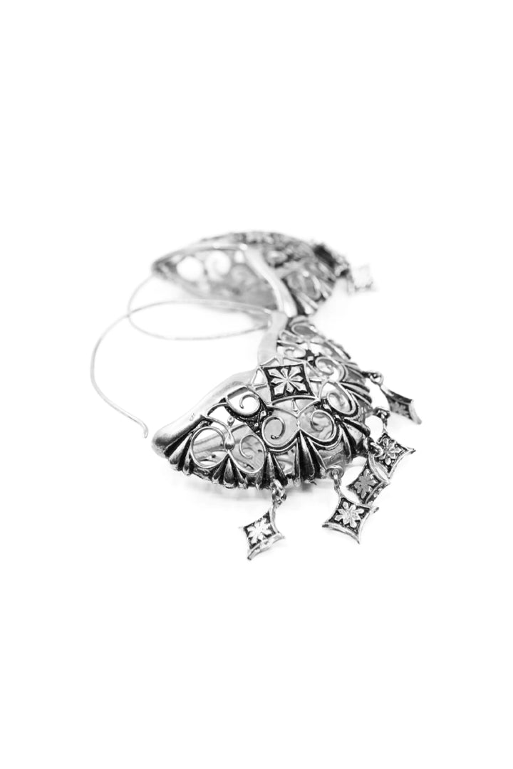Thar Hoop Earrings - Siver Oxide Finish