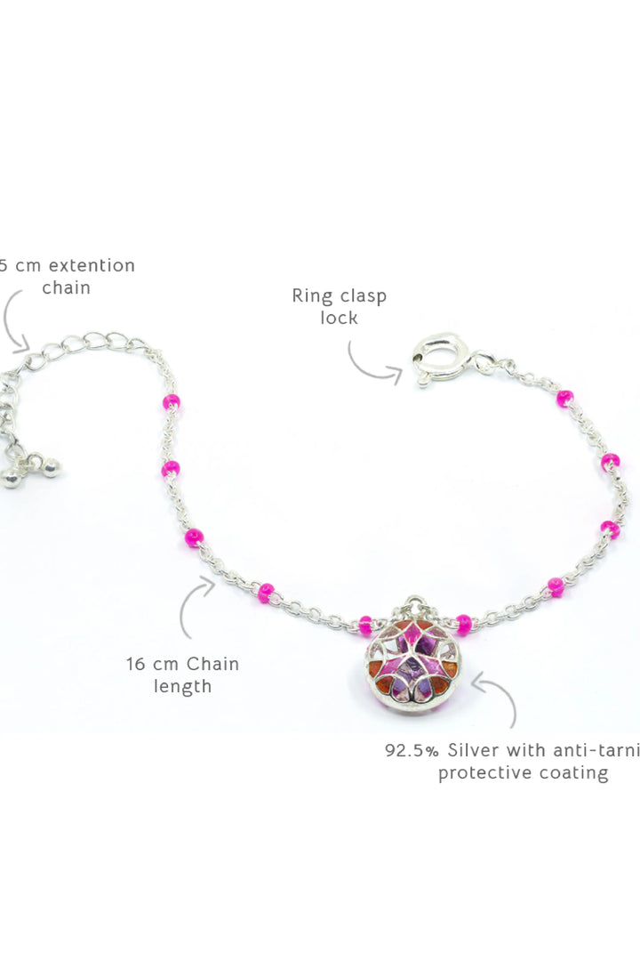 Prism charm bracelet -  Pink