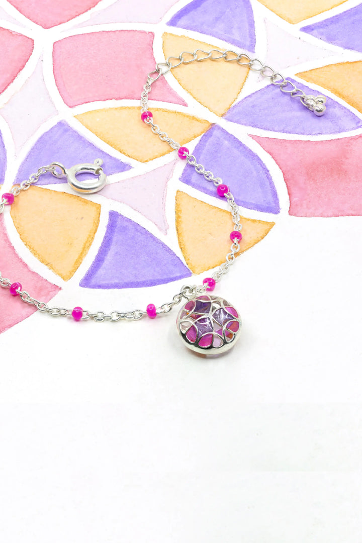 Prism charm bracelet -  Pink