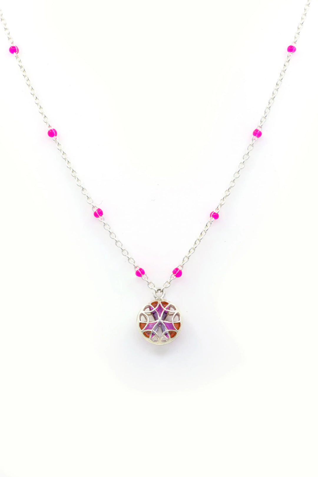Chaos charm neckchain Pink, Rust, Purple