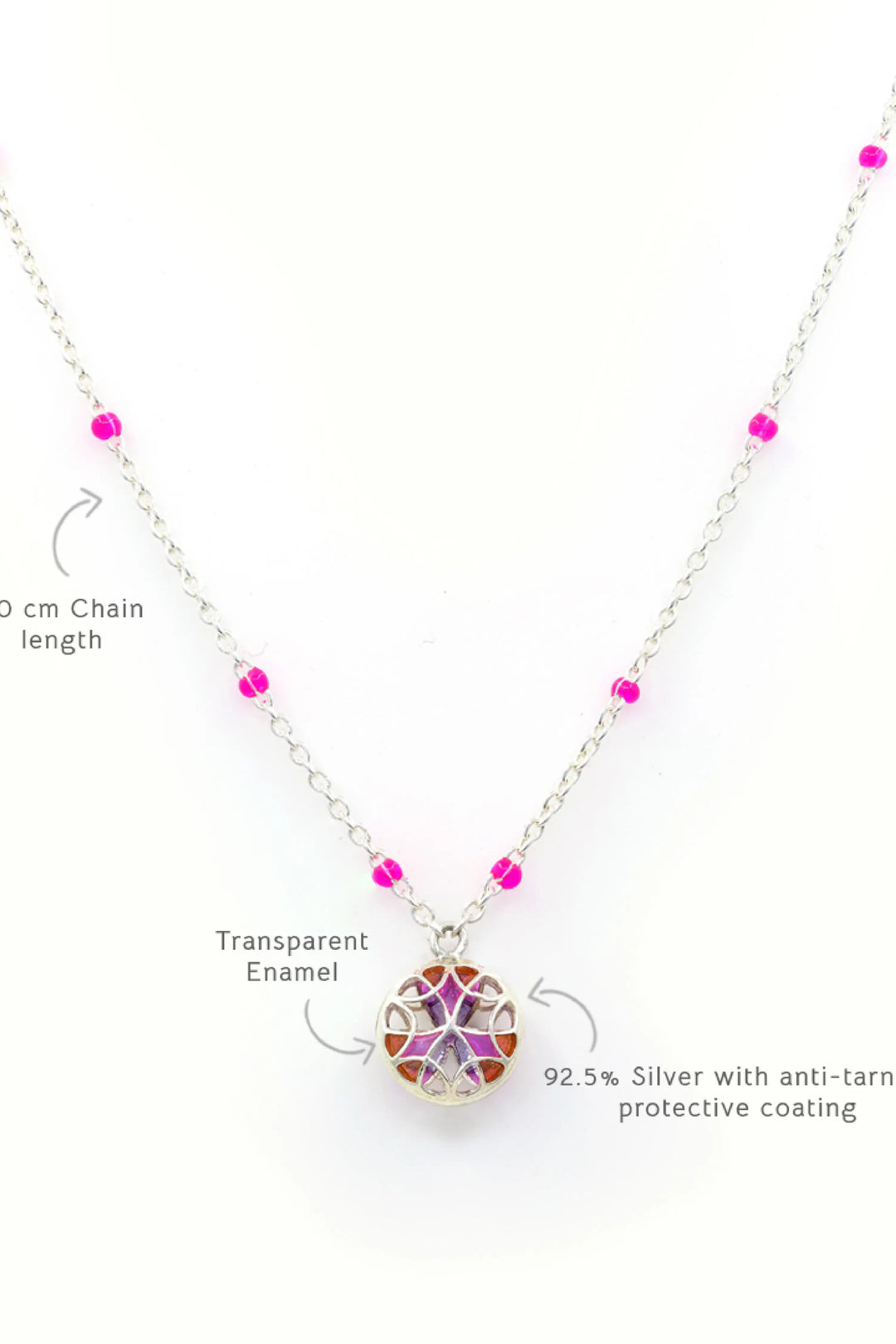 Chaos charm neckchain Pink, Rust, Purple
