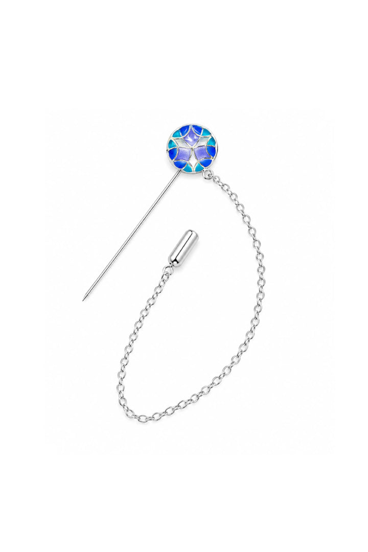Aqua Blue Kaleidoscope Lapel Pin